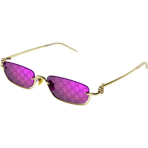 Metal Sun Unisex Sunglasses , unisex, Sizes: 55 MM - Gucci - Modalova