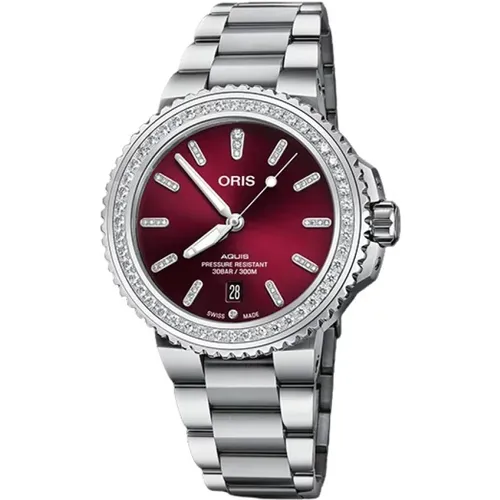 Diamonds Red Dial Women's Watch , female, Sizes: ONE SIZE - Oris - Modalova