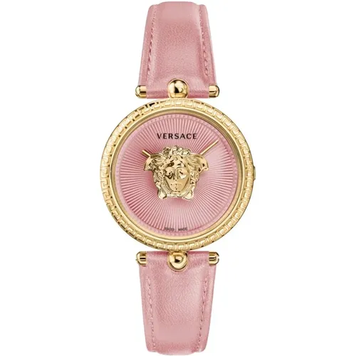 Watches, female, , Size: ONE SIZE Palazzo Leather Watch Pink Gold - Versace - Modalova