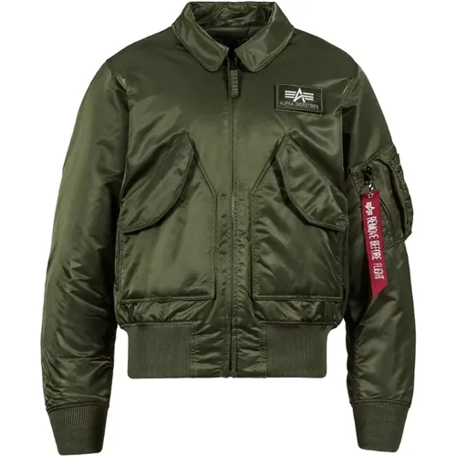 Bomber Jackets, male, , Size: XL Flight Jacket Cwu-45 Sage -M - alpha industries - Modalova