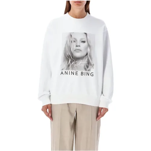 Kate Moss Grafik Strick Weiß , Damen, Größe: M - Anine Bing - Modalova