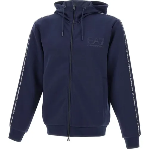 Zip-throughs, male, , Size: S Hooded Zip Sweater - Emporio Armani EA7 - Modalova