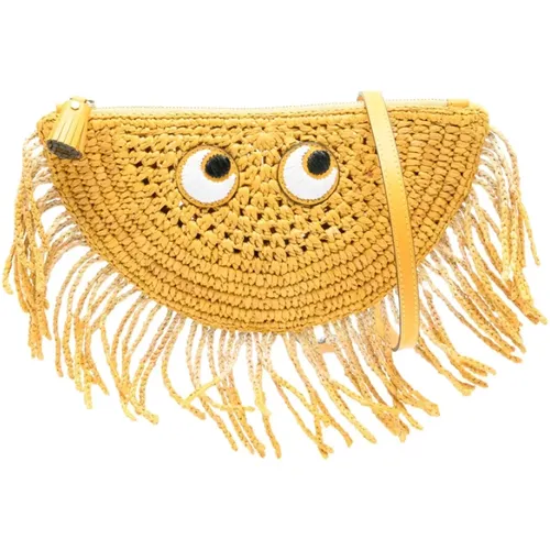 Clutches, female, , Size: ONE SIZE Mustard Fringe Keyring - Anya Hindmarch - Modalova