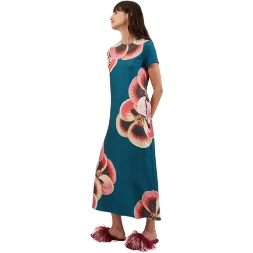 Schwingkleid mit Pansy Print,Dresses,Vintage-inspiriertes Swingkleid,Schwarzes Swing-Kleid,Regenbogen Swing Kleid - La DoubleJ - Modalova