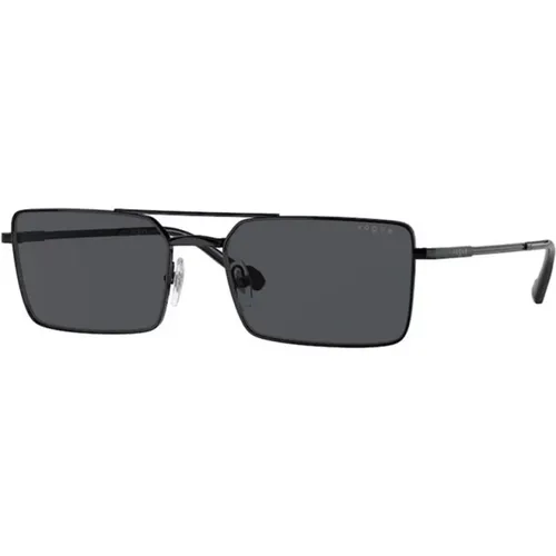 Schwarzer Rahmen Dunkelgraue Linse Sonnenbrille , unisex, Größe: 57 MM - Vogue - Modalova