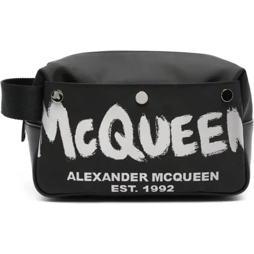 Toilet Bags, male, , Size: ONE SIZE Panelled Leather Bag - alexander mcqueen - Modalova