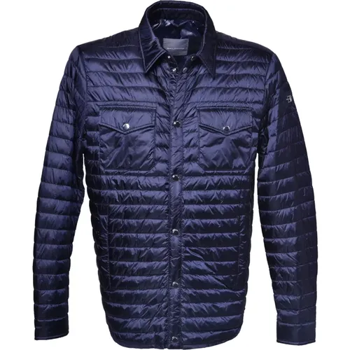 Down jacket in navy nylon , male, Sizes: 3XL, L, XL, 4XL, 2XL - Baldinini - Modalova