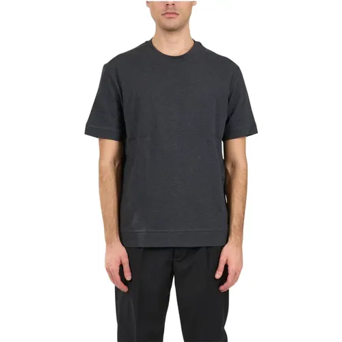 Cotton T-shirt with ribbed details , male, Sizes: XL, 2XL, L, M - Paolo Pecora - Modalova