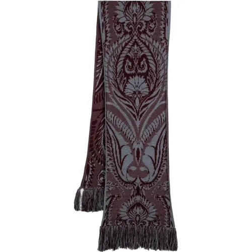 Winter Scarves, female, , Size: ONE SIZE Knitted Jacquard Scarf with Fringes - ETRO - Modalova