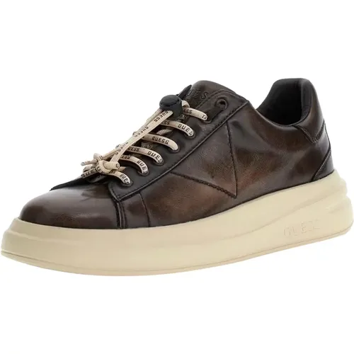 Braune Leder Distressed Sneakers , Herren, Größe: 41 EU - Guess - Modalova