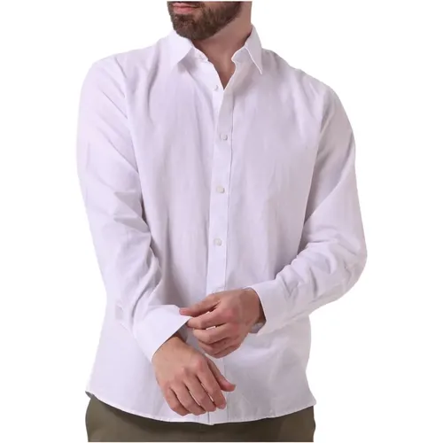 Slim Fit Leinenhemd in Weiß , Herren, Größe: M - Selected Homme - Modalova