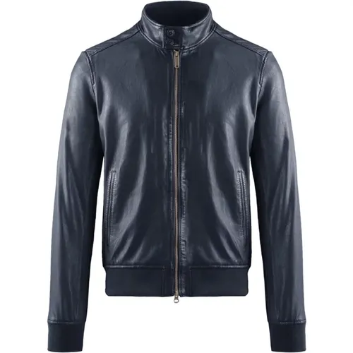 Friz Leather Bomber Jacket , male, Sizes: M, XL, L - BomBoogie - Modalova
