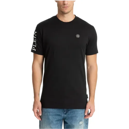 Gemustertes T-Shirt mit Logodetail , Herren, Größe: L - Philipp Plein - Modalova