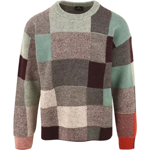 Round-neck Knitwear, male, , Size: L Patchwork Sweater - Paul Smith - Modalova