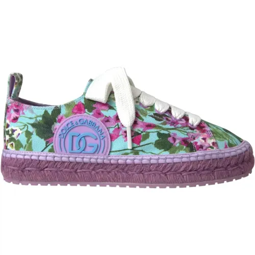 Espadrilles, female, , Size: 6 US Floral Canvas Espadrilles Sneakers - Dolce & Gabbana - Modalova