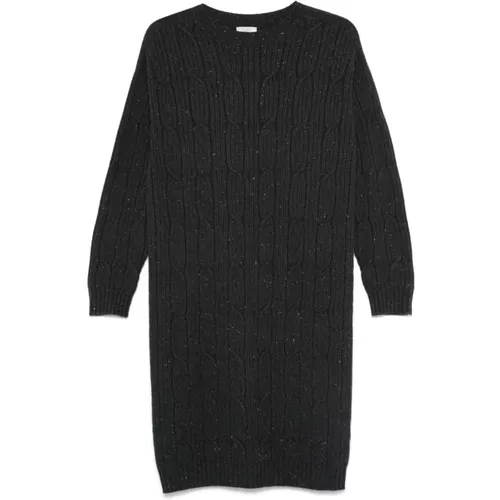 Grey Cable Knit Sweater Dress , female, Sizes: S, M - PESERICO - Modalova