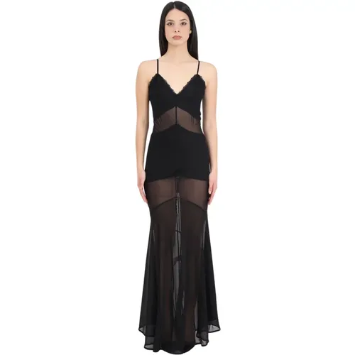 Schwarzes Langes Kleid mit Spitzen-Details , Damen, Größe: M - Mar De Margaritas - Modalova