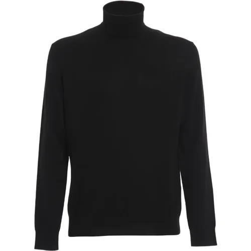 Schwarzer Wollpullover mit Besticktem Adlerlogo - Emporio Armani - Modalova