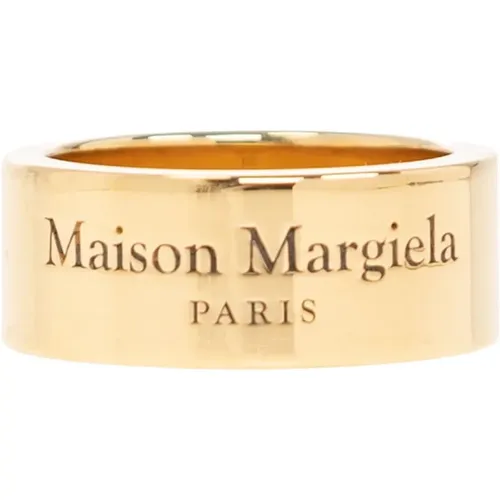 Rings, unisex, , Size: 43 MM Engraved Logo Silver Ring - Maison Margiela - Modalova