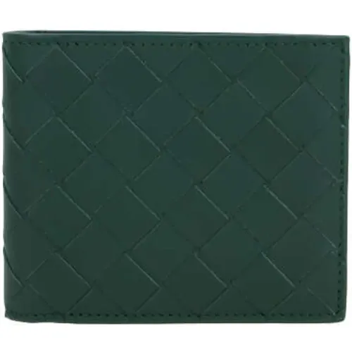 Emerald Bi-Fold Wallet with Intrecciato Motif , male, Sizes: ONE SIZE - Bottega Veneta - Modalova