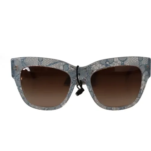 Blaue Spitze Acetat Rechteckige Sonnenbrille - Dolce & Gabbana - Modalova