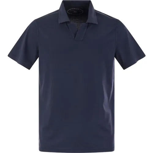 Cotton Polo Shirt With Open Collar , male, Sizes: S, 3XL, M - Fedeli - Modalova