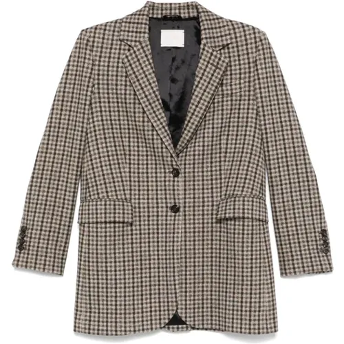 Blazers, female, , Size: M Brown Check Pattern Jacket - Circolo 1901 - Modalova