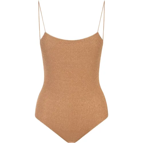 Golden Lurex One-Piece Swimsuit , female, Sizes: L, S - Oseree - Modalova