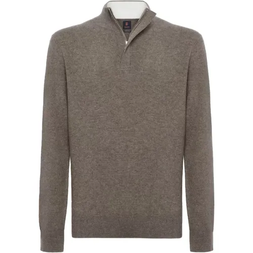 Woll/Kaschmir Half Zip Pullover , Herren, Größe: L - Boggi Milano - Modalova