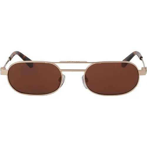 Vaiden Oval Metall Sonnenbrille , unisex, Größe: 56 MM - Off White - Modalova