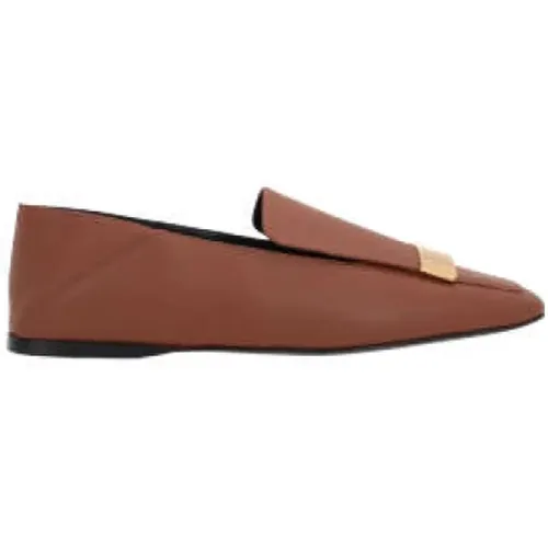 Square Toe Leather Slip-On Flats , female, Sizes: 5 UK, 6 UK, 7 UK, 5 1/2 UK - Sergio Rossi - Modalova