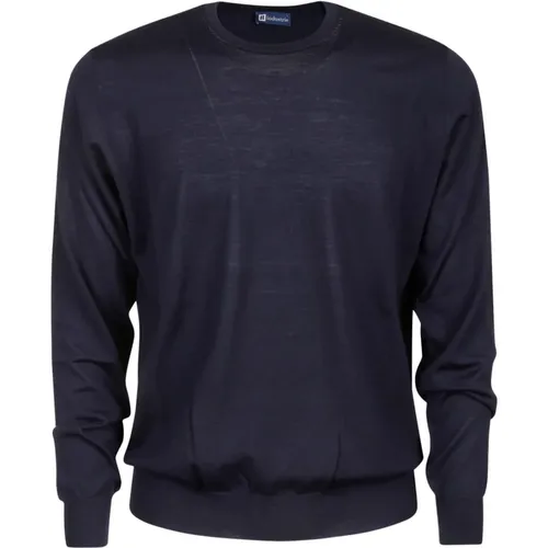 Blauer Merino Woll Crewneck Pullover,Grüner Merinowolle Crewneck Pullover,Grüner Merinowoll-Crewneck-Pullover,Royal Merino Woll Rundhals Pullover,Me - Hindustrie - Modalova