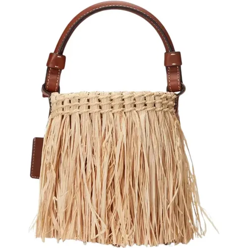 Handbags, female, , Size: ONE SIZE Raffia Small Lucey Bucket Bag - Ralph Lauren - Modalova