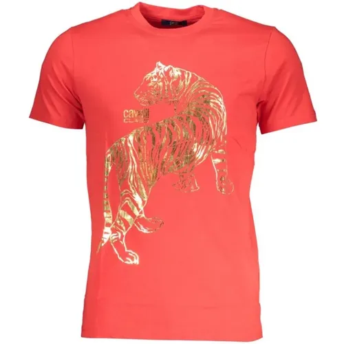 T-Shirts, male, , Size: XL Tiger Print Crew Neck T-shirt - Cavalli Class - Modalova