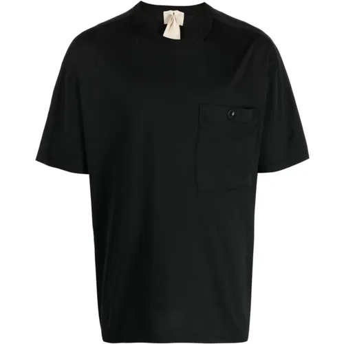 Schwarzes Baumwolltaschen T-Shirt , Herren, Größe: S - Ten C - Modalova