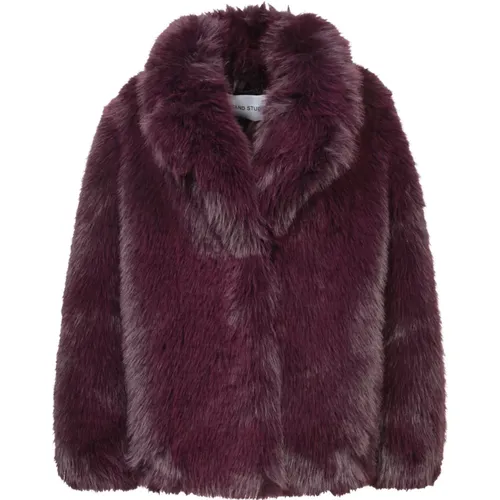 Faux Fur Jacket Elegant Design , female, Sizes: XS, S - Stand Studio - Modalova