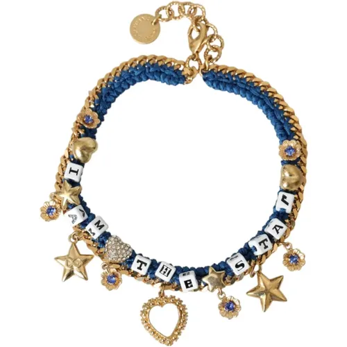 Bracelets, female, , Size: ONE SIZE Star Charm Bracelet Blue Crystal - Dolce & Gabbana - Modalova