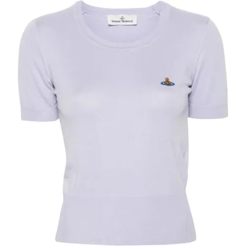 Lila T-Shirts und Polos mit Orb-Logo , Damen, Größe: M - Vivienne Westwood - Modalova