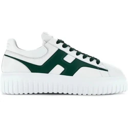 Weiße Leder Sneakers Logo Patch,Weiße Sneakers mit H-Stripes - Hogan - Modalova