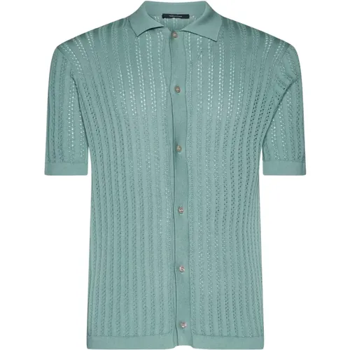 Ribbed Short Sleeve Shirt , male, Sizes: M, S - Tagliatore - Modalova