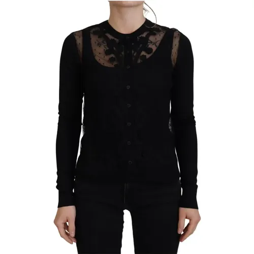 Elegant Floral Lace Cardigan , female, Sizes: 2XS - Dolce & Gabbana - Modalova