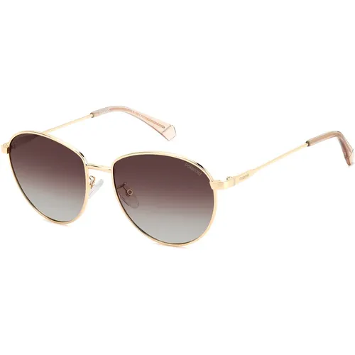 Gold/Brown Sunglasses , female, Sizes: 57 MM - Polaroid - Modalova