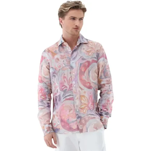 Linen Patterned Shirt - Pink , male, Sizes: M, S - van Laack - Modalova