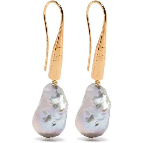 Earrings, female, , Size: ONE SIZE Baroque Pearl Gold-Plated Hook Earring - Forte Forte - Modalova