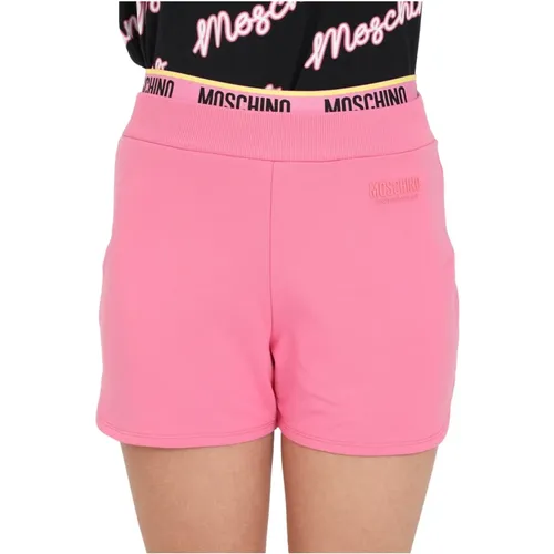 Rosa Logo Elastische Taille Damen Shorts - Moschino - Modalova