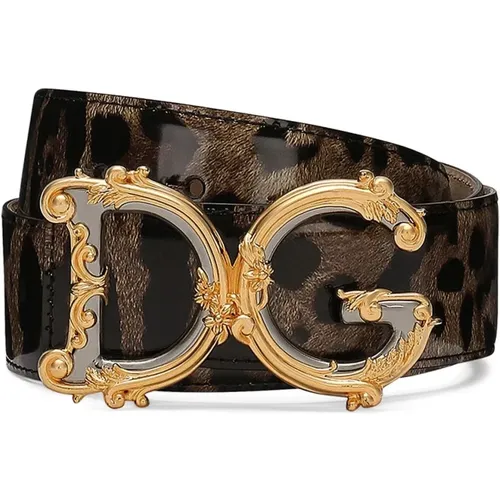 Leopardenmuster Logo Plakette Gürtel - Dolce & Gabbana - Modalova