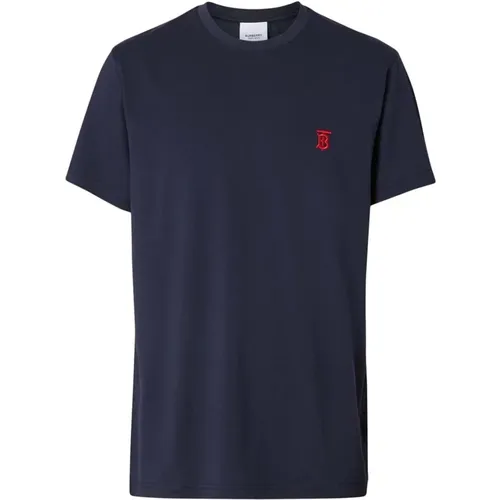 Besticktes Logo-T-Shirt - Blau , Herren, Größe: S - Burberry - Modalova