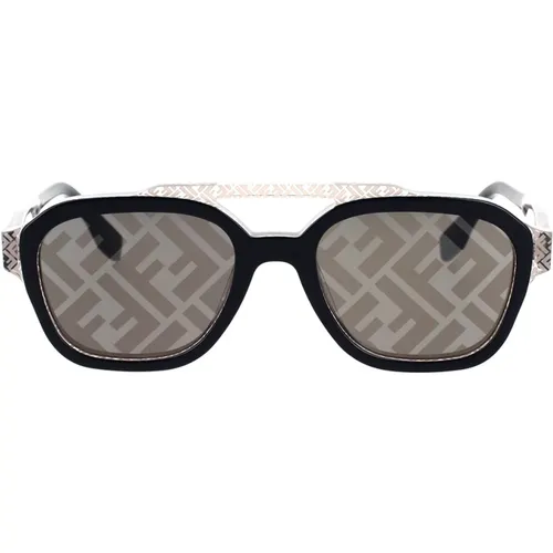 Glamouröse geometrische Sonnenbrille mit silbernen Gläsern , Damen, Größe: 52 MM - Fendi - Modalova