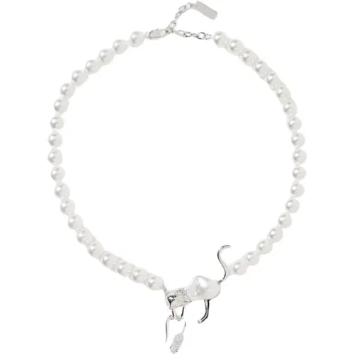 Necklaces, female, , Size: ONE SIZE Cat Charm Pearl Necklace - Marc Jacobs - Modalova