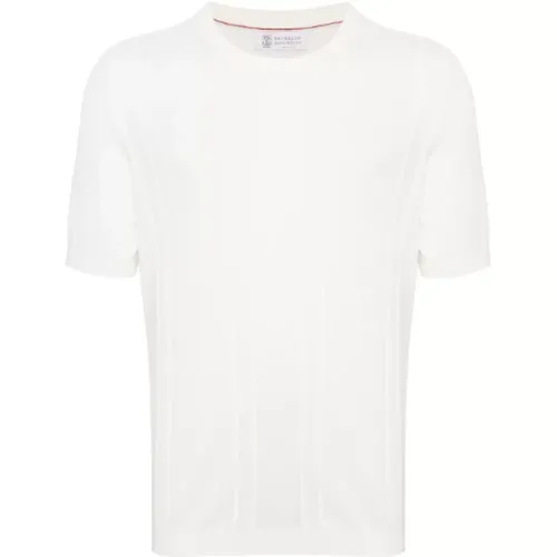 Cotton Knit Crew Neck T-shirts , male, Sizes: M, L, XL - BRUNELLO CUCINELLI - Modalova